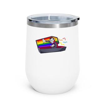 Funny Lgbt Gay Pride Vampire And Bats Halloween Wine Tumbler | Mazezy AU