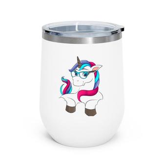Funny Nerd Unicorn With Glasses Cool Genius Horses Gift Raglan Baseball Tee Wine Tumbler | Mazezy