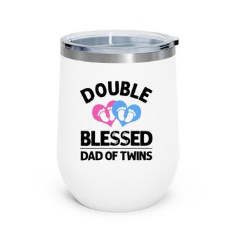 Funny New Dad Of Twins Gift For Men Father Announcement Wine Tumbler | Mazezy