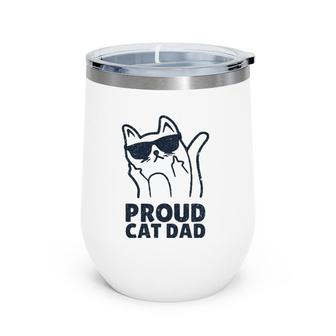 Funny Retro Proud Cat Dad Showing The Finger For Cat Lovers Wine Tumbler | Mazezy