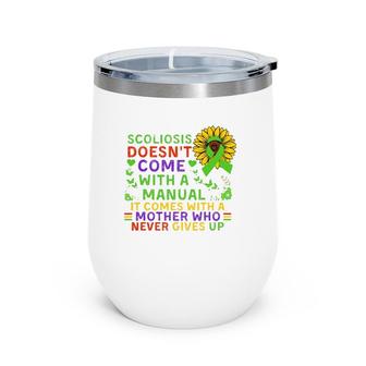 Funny Scoliosis Mother Quote Sunflower With Butterflies Wine Tumbler | Mazezy