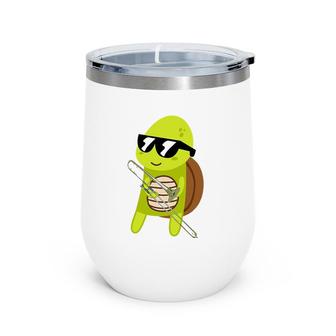 Funny Turtle Wearing Sunglasses Playing Trombone Wine Tumbler | Mazezy