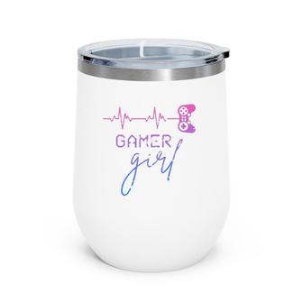 Gamer Girl Cute Heartbeat Gamer For Girl Video Game Lovers Premium Wine Tumbler | Mazezy
