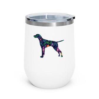 German Shorthaired Pointer Mom Dog Flower Silhouette Zip Wine Tumbler | Mazezy