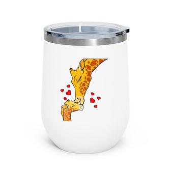 Giraffe Kissing Baby Africa Zoo Heart Mothers Day Gift Wine Tumbler | Mazezy