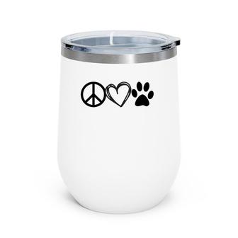 Girls Guys Dog & Cat Lover Peace Love Paws Puppy Kitty Wine Tumbler | Mazezy