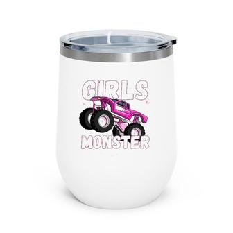 Girls Monster Truck Cool Engines Girl Monster Car Wine Tumbler | Mazezy
