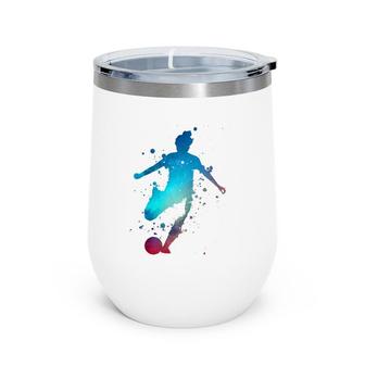 Girls Soccer Player Coach Vintage Space Galaxy Women Teens Wine Tumbler | Mazezy