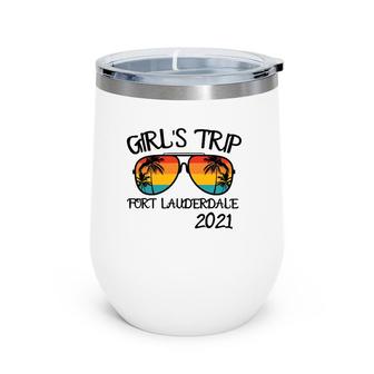 Girl's Trip Fort Lauderdale 2022 Sunglasses Summer Vacation Wine Tumbler | Mazezy