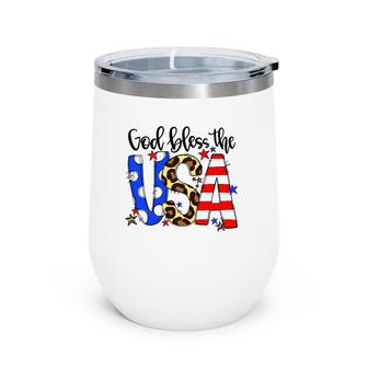 God Bless The Usa 4Th Of July Leopard Wine Tumbler | Mazezy