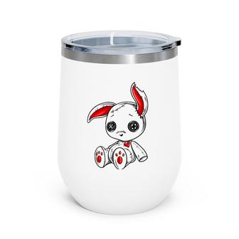 Goth Bunny Cute Gothic White Bunny Red Heart Wine Tumbler | Mazezy