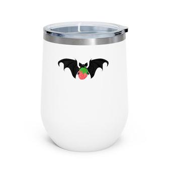 Goth Pastel Black Bat & Strawberry Zip Wine Tumbler | Mazezy