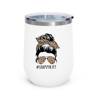 Grammy Life Leopard Messy Bun Funny Grammy Mother's Day Gift Wine Tumbler | Mazezy