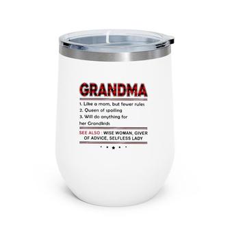 Grandma Definition Like A Mom But Fewer Rules Red Plaid Print Wine Tumbler | Mazezy