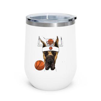 Great Dane Basketball Dog Lovers Basketball Player Wine Tumbler | Mazezy