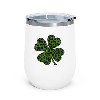 Green Leopard Shamrock Funny Irish Clover St Patrick's Day Tank Top Wine Tumbler | Mazezy