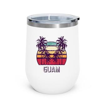 Guam Hawaii Vintage 1970'S Retro Skyline Palm Tree Wine Tumbler | Mazezy