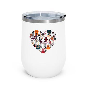 Guitars Heart Love Guitar Player Musician Gift Men Women Kid Wine Tumbler | Mazezy