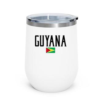 Guyana Flag Vintage Black Text Wine Tumbler | Mazezy