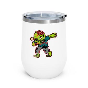 Halloween Dabbing Zombie Brain Funny Boys Men Dab Dance Wine Tumbler | Mazezy