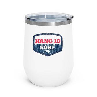 Hang 10 Surf Co Retro Distressed Surfer From The 60S V-Neck Wine Tumbler | Mazezy