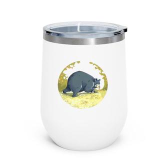 Hank The Tank Bear Eating Pizza Wine Tumbler | Mazezy