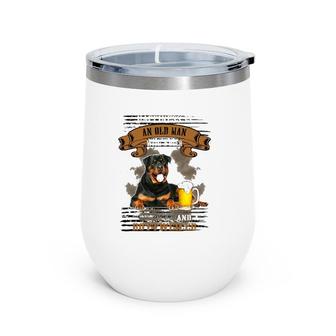 Happiness Is Old Man With Beer And A Rottweiler Sitting Near Wine Tumbler | Mazezy