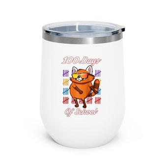Happy 100 Days Of School For Boys Girls Flossing Red Panda Wine Tumbler | Mazezy