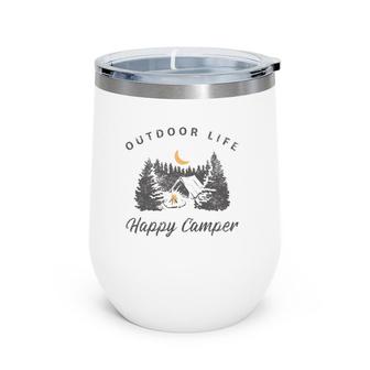 Happy Camper Outdoor Life Forest Camp Camping Nature Vintage Wine Tumbler | Mazezy