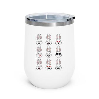Happy Easter Day Rabbit Face Emotions Funny Boys Girls Kids Wine Tumbler | Mazezy
