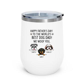 Happy Father's Day To The World's Best Dog Dad We Woof You Santa Grey Harley Wine Tumbler | Mazezy