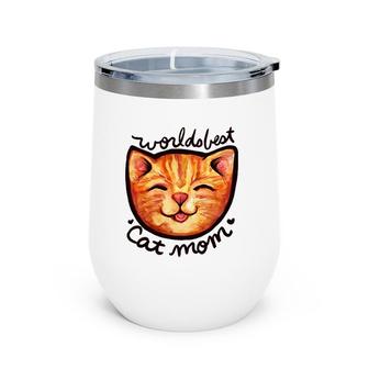 Happy Orange Tabby Cat Mom Wine Tumbler