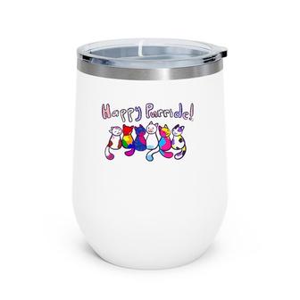 Happy Purride Cats Kittens Gay Pride Lgbtq Transgender Gift Wine Tumbler | Mazezy