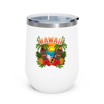 Hawaii Vacation Surfing Diving Beach Hawaiian Souvenirs Wine Tumbler | Mazezy