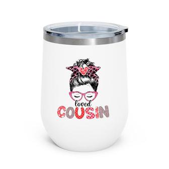 Hearts Leopard Messy Bun Cousin Xmas Valentines Mothers Day Wine Tumbler | Mazezy