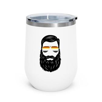 Hipster Daddy Gay Pride Lgbt Beard Men's Beard Wine Tumbler | Mazezy