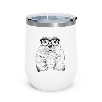 Hipster Groundhog In Nerd Glasses Animal Wine Tumbler | Mazezy