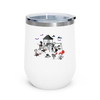 Horror Clubhouse In Park Funny Halloween Costume Wine Tumbler | Mazezy