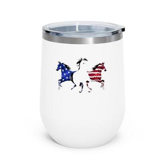 Horse Merica 4Th Of July American Patriotic Wine Tumbler | Mazezy