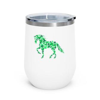 Horse Shamrock Horseback Riding Equestrian Patrick Day Wine Tumbler | Mazezy