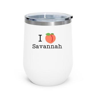 I Heart Savannah Georgia Love Peach Forsyth Park Wine Tumbler | Mazezy