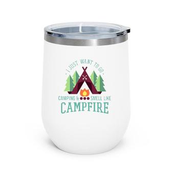 I Just Want To Go Camping Funny Campfire For Campers Wine Tumbler | Mazezy