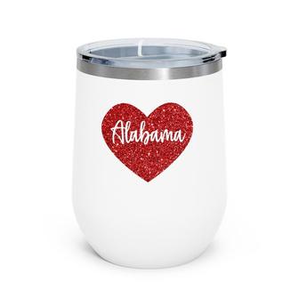 I Love Alabama Red Heart Wine Tumbler | Mazezy