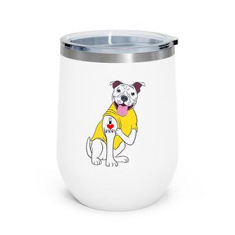 I Love Mom Mommy Mother's Day Collection Pitbull Dog Wine Tumbler | Mazezy
