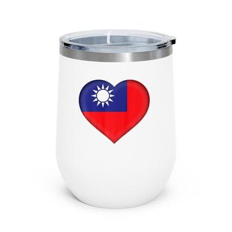 I Love Taiwan Taiwanese Flag Heart Outfit Wine Tumbler | Mazezy