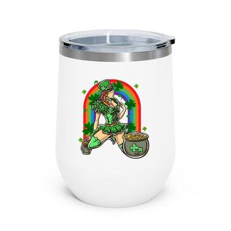 Irish Girl St Patrick's Day Shenanigan Shamrock Wine Tumbler | Mazezy