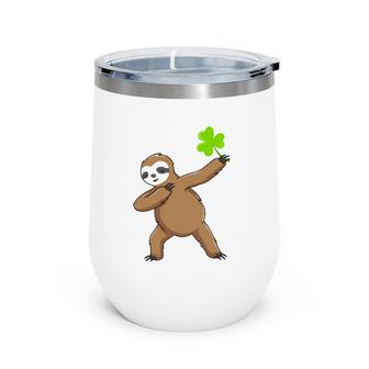 Irish Leprechaun Dabbing Sloth St Patrick's Day Gift Green Wine Tumbler