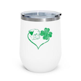 Irish Pug Face Shamrock Clover St Patrick's Day Dog Owner Wine Tumbler | Mazezy