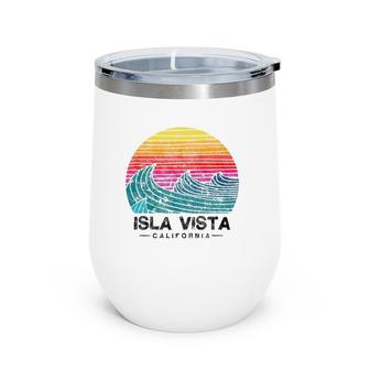 Isla Vista Beach Retro California Sunset Surf Wine Tumbler | Mazezy