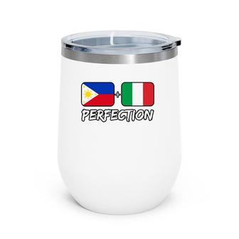 Italian And Filipino Perfection Mix Dna Flag Heritage Wine Tumbler | Mazezy